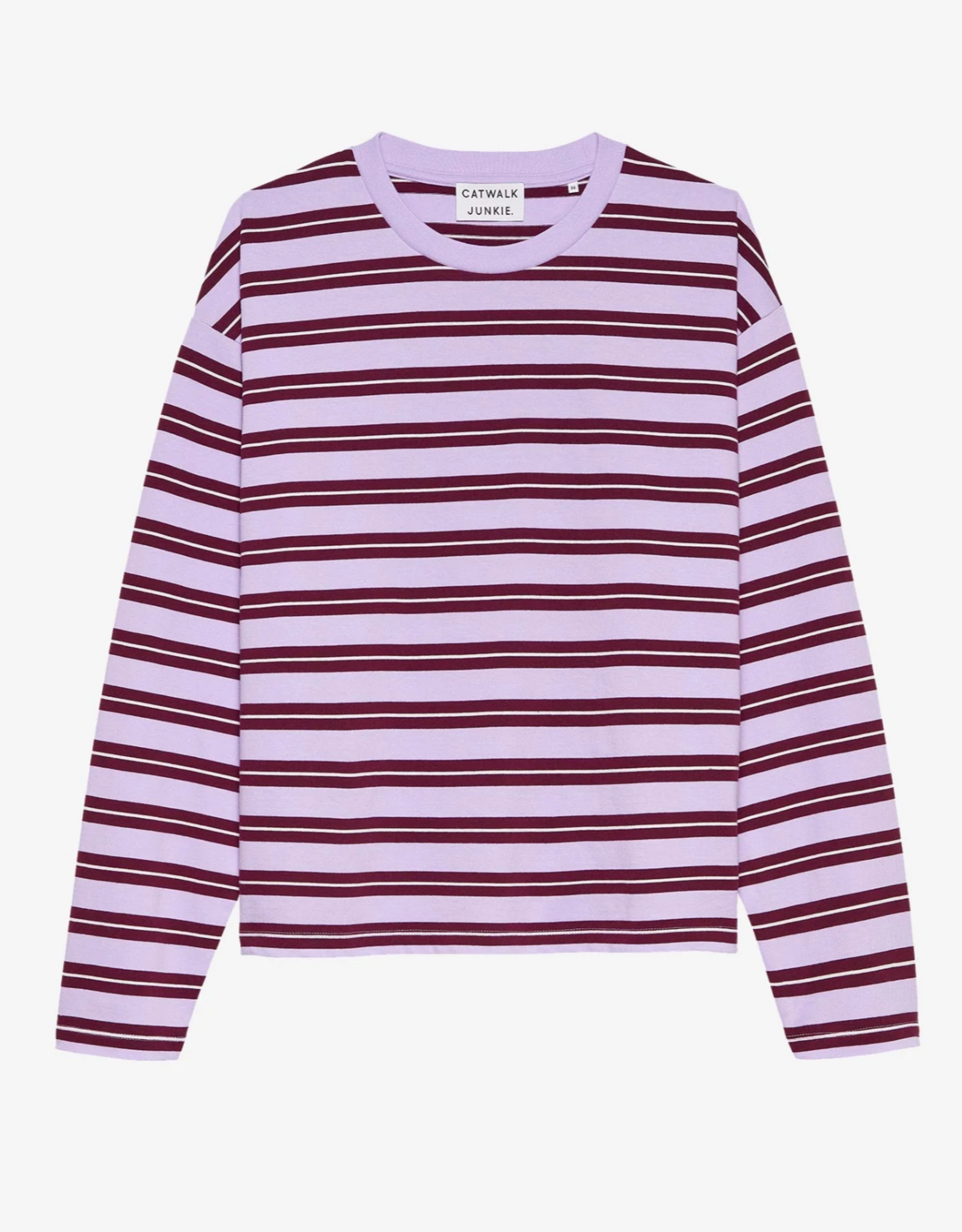 Catwalk Junkie T-Shirt Long Sleeve 'Striped' - Lavender Frost - Catwalk Junkie