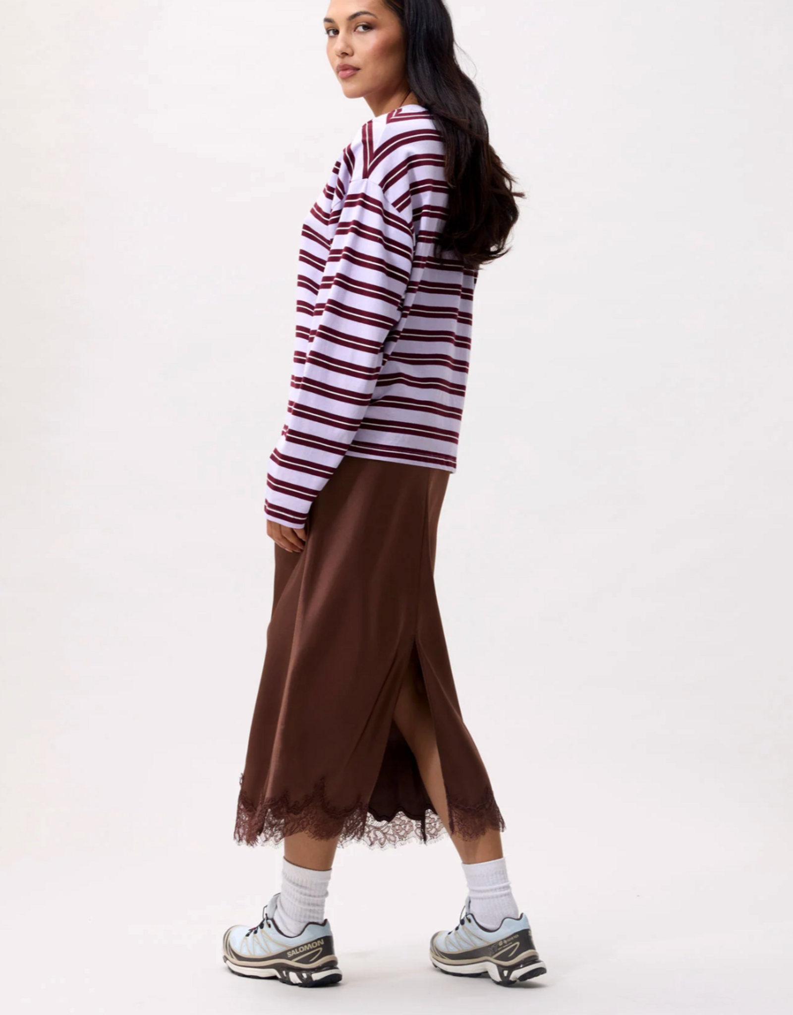 Catwalk Junkie T-Shirt Long Sleeve 'Striped' - Lavender Frost - Catwalk Junkie
