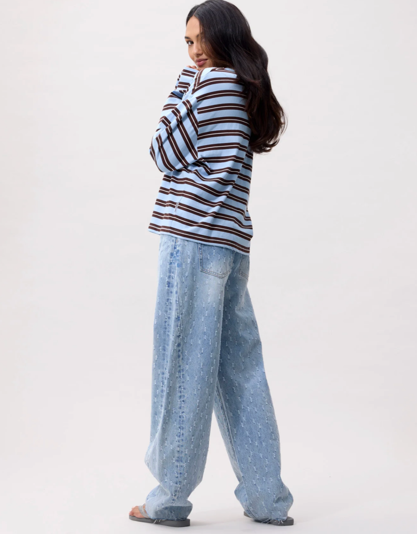 Catwalk Junkie T-Shirt Long Sleeve 'Striped' - Air - Catwalk Junkie