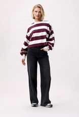 Catwalk Junkie T-Shirt Long Sleeve 'Oversized Striped' - Merlot - Catwalk Junkie