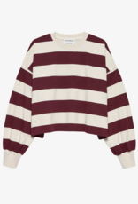 Catwalk Junkie T-Shirt Long Sleeve 'Oversized Striped' - Merlot - Catwalk Junkie