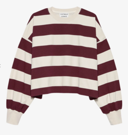 Catwalk Junkie T-Shirt Long Sleeve 'Oversized Striped' - Merlot - Catwalk Junkie