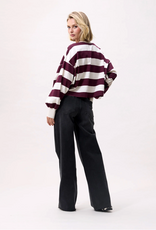 Catwalk Junkie T-Shirt Long Sleeve 'Oversized Striped' - Merlot - Catwalk Junkie