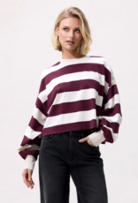 Catwalk Junkie T-Shirt Long Sleeve 'Oversized Striped' - Merlot - Catwalk Junkie