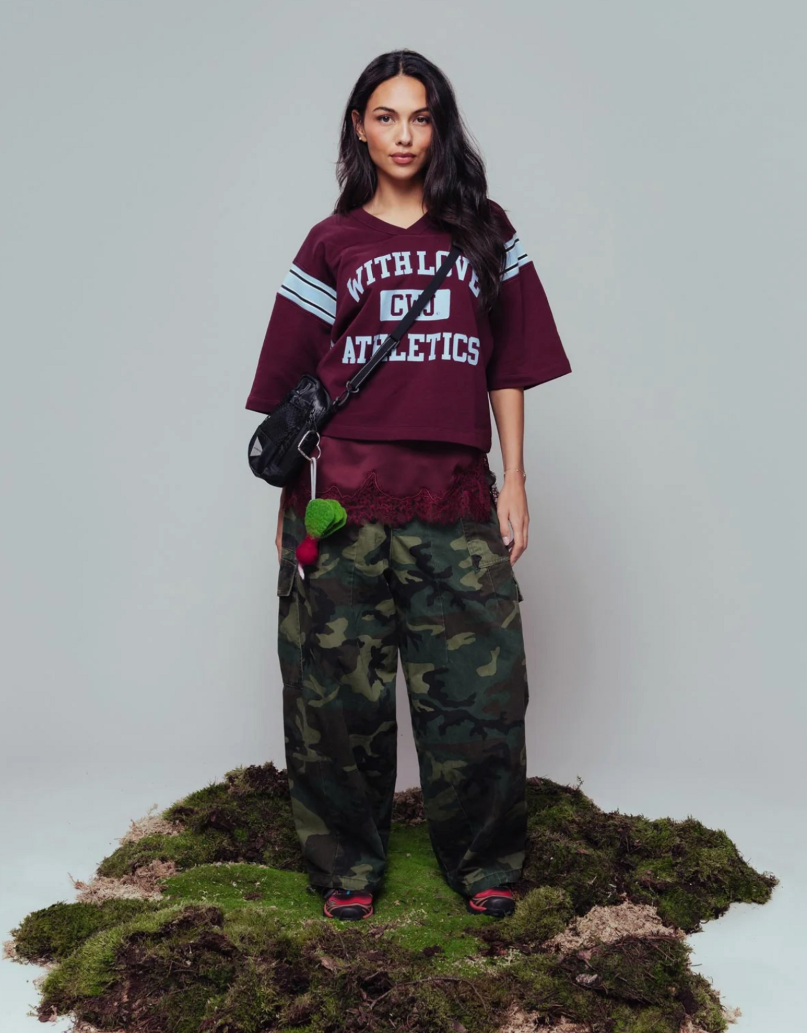 Catwalk Junkie Sweater Short Sleeve 'Sporty Graphic' - Merlot - Catwalk Junkie