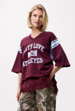 Catwalk Junkie Sweater Short Sleeve 'Sporty Graphic' - Merlot - Catwalk Junkie