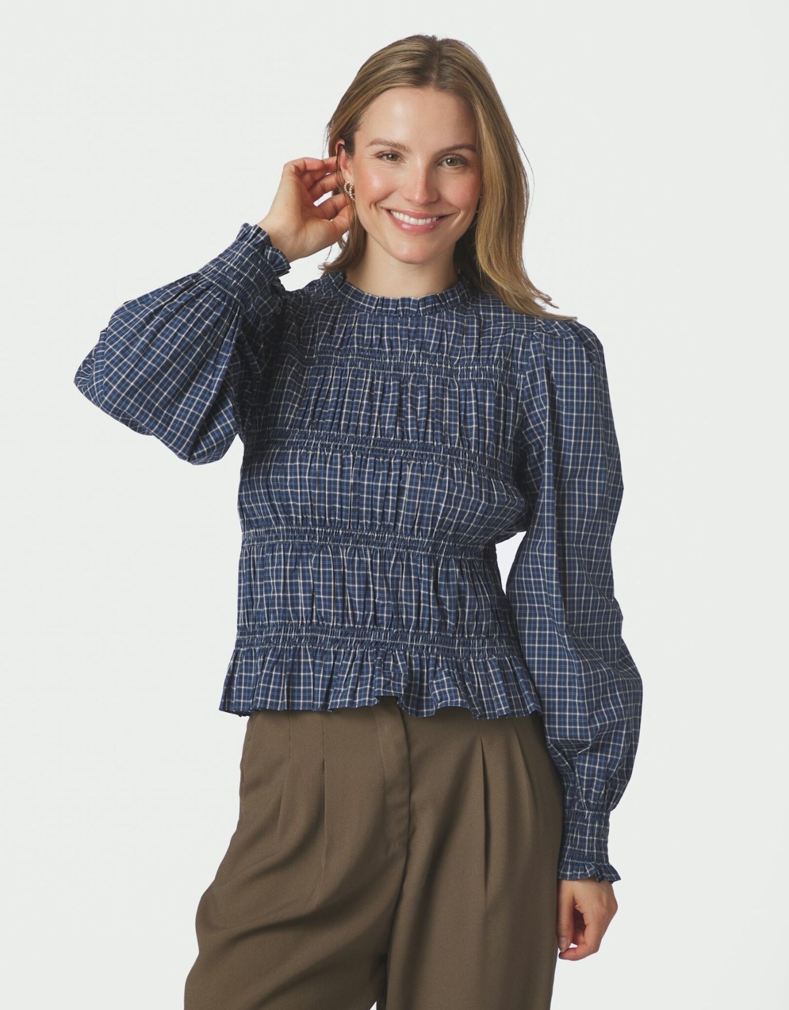 Blouse Check 'Marcia' - Blue - Neo Noir