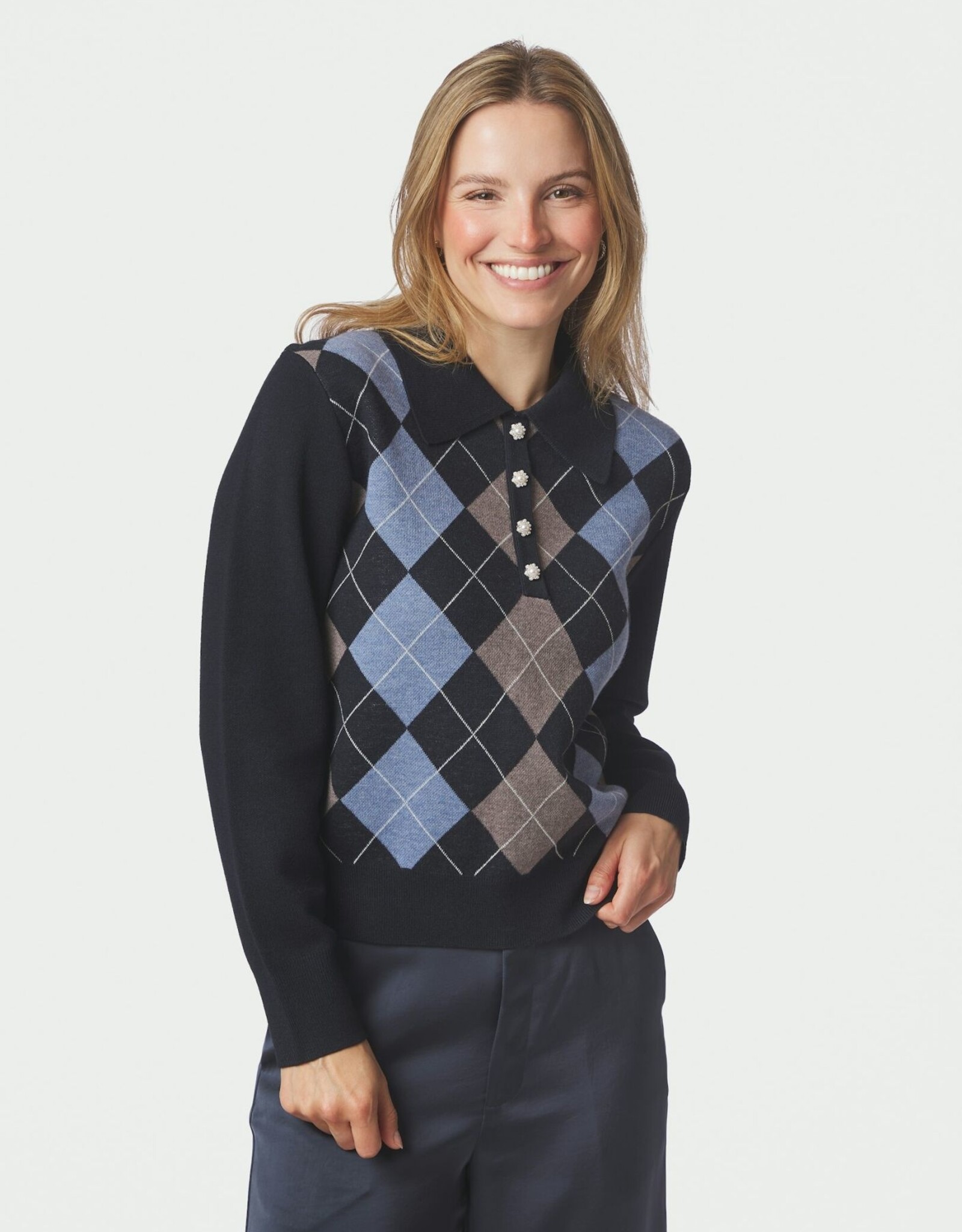 Pull Check 'Julina' - Navy - Neo Noir