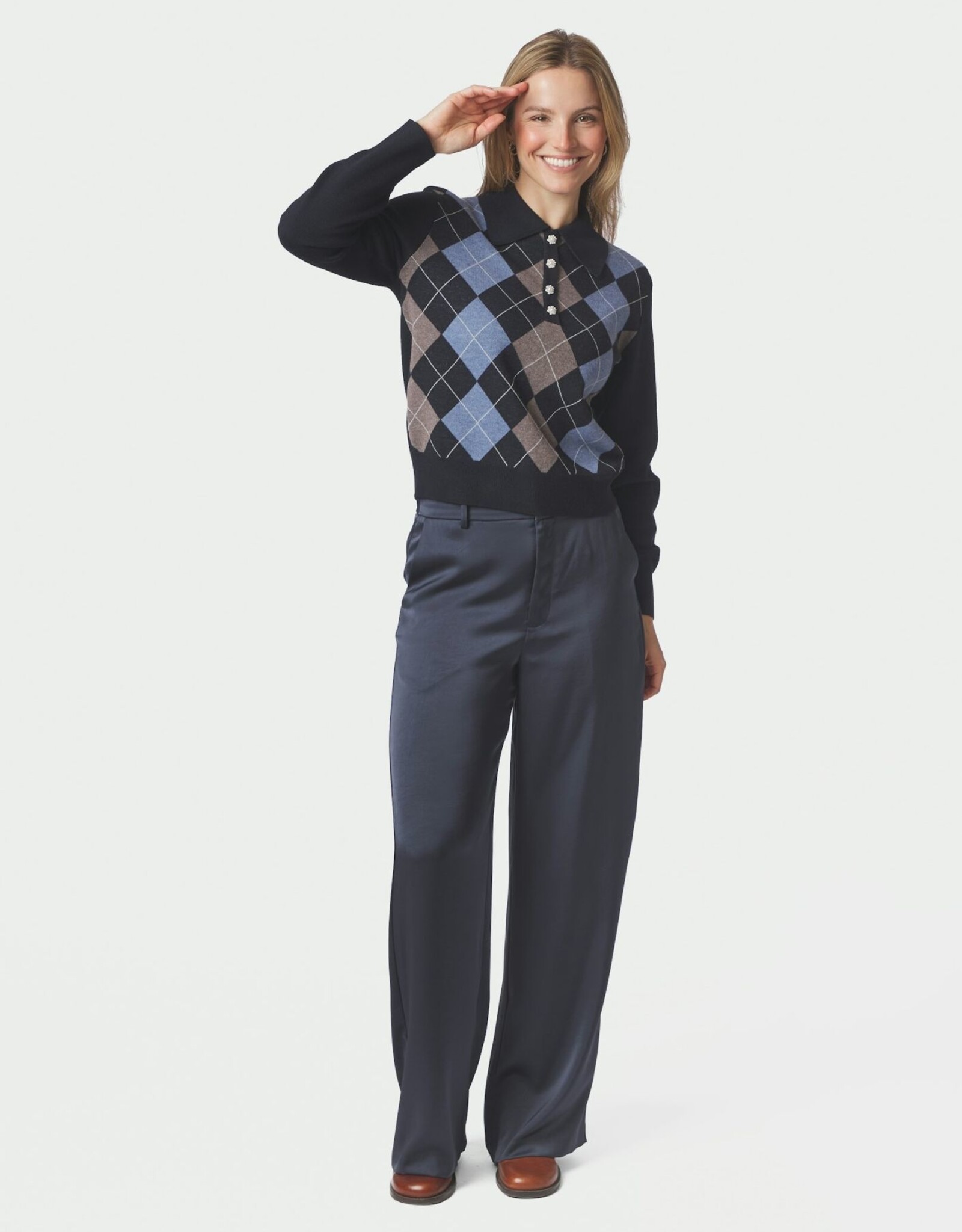 Pull Check 'Julina' - Navy - Neo Noir