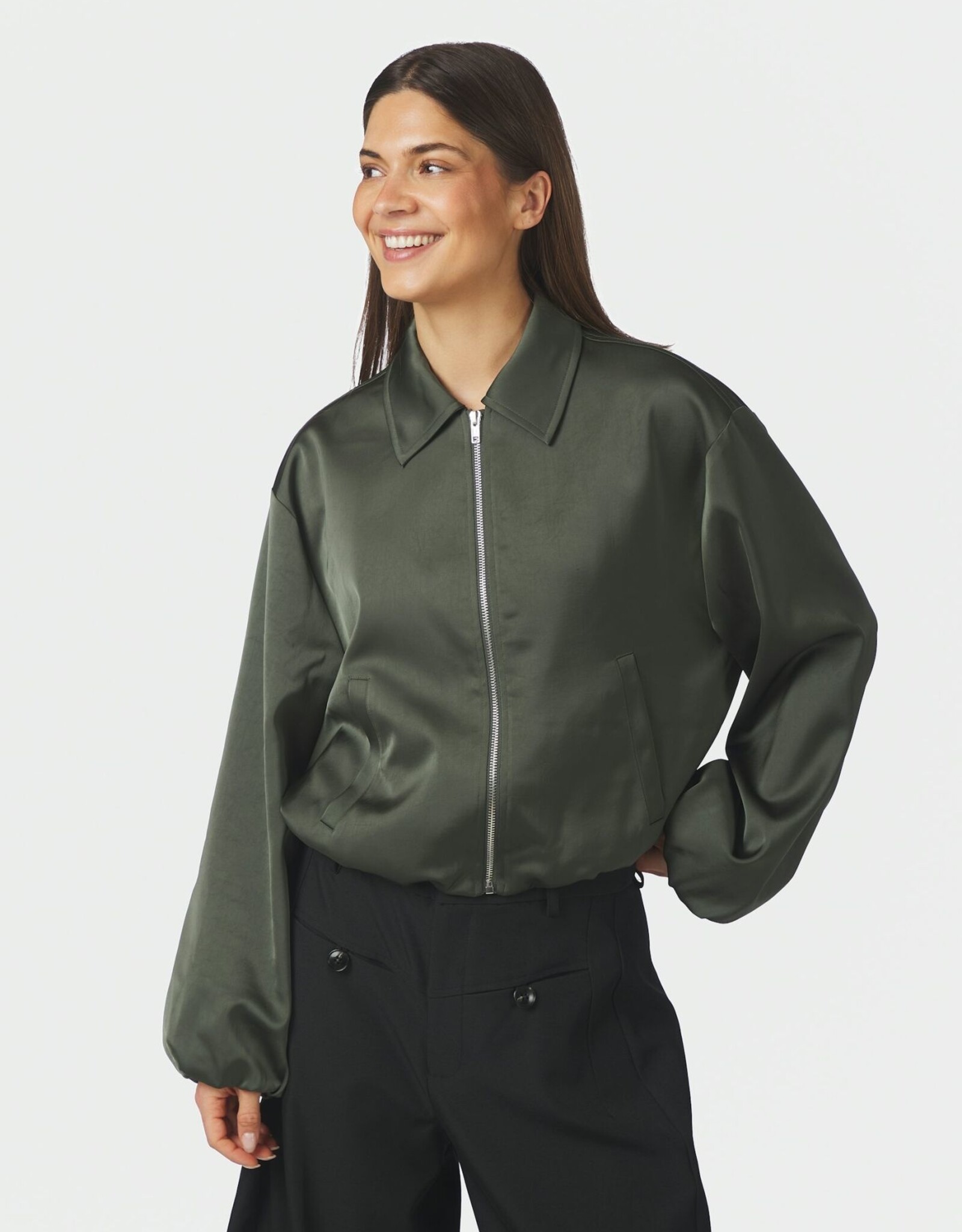 Jacket Heavy Sateen 'Denielle' - Deep Green - Neo Noir