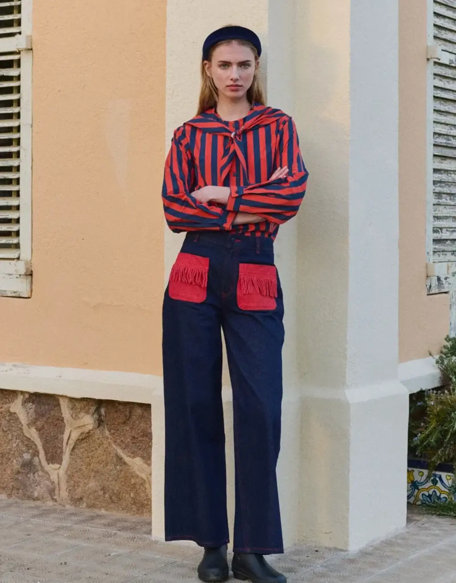 The Tiny Big Sister Jeans 'Bicolor' - Navy - The Tiny Big Sister