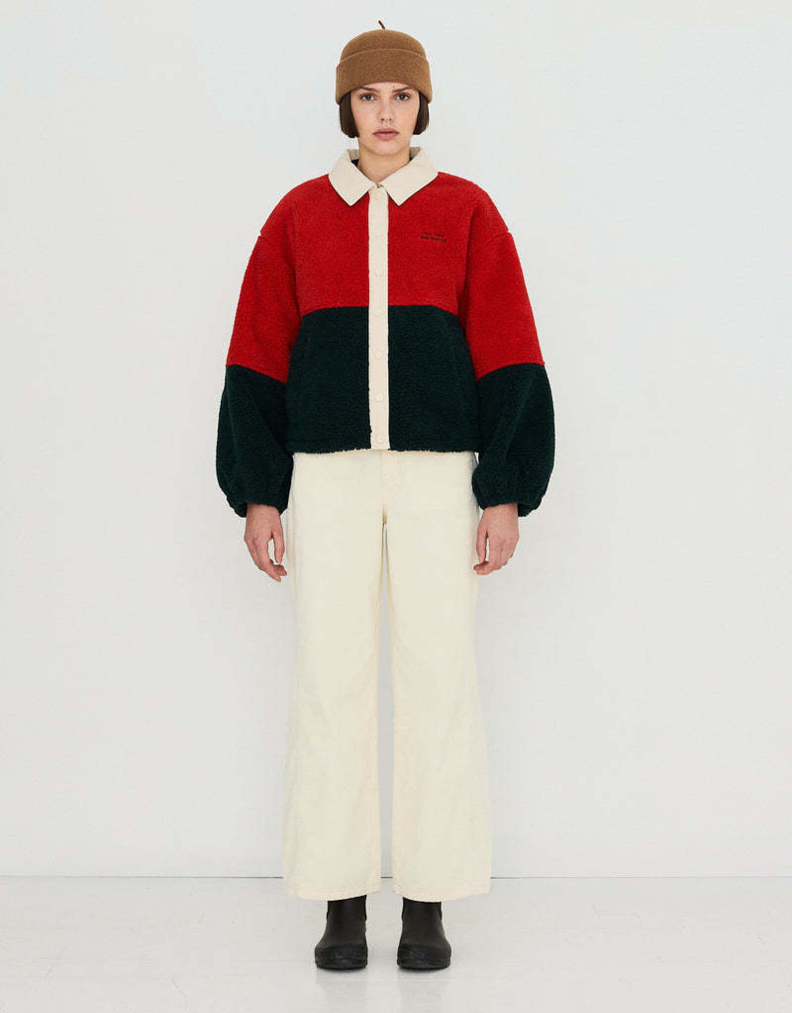 The Tiny Big Sister Polar Jacket 'Sherpa' - Dark Red/Ink Blue - The Tiny Big Sister