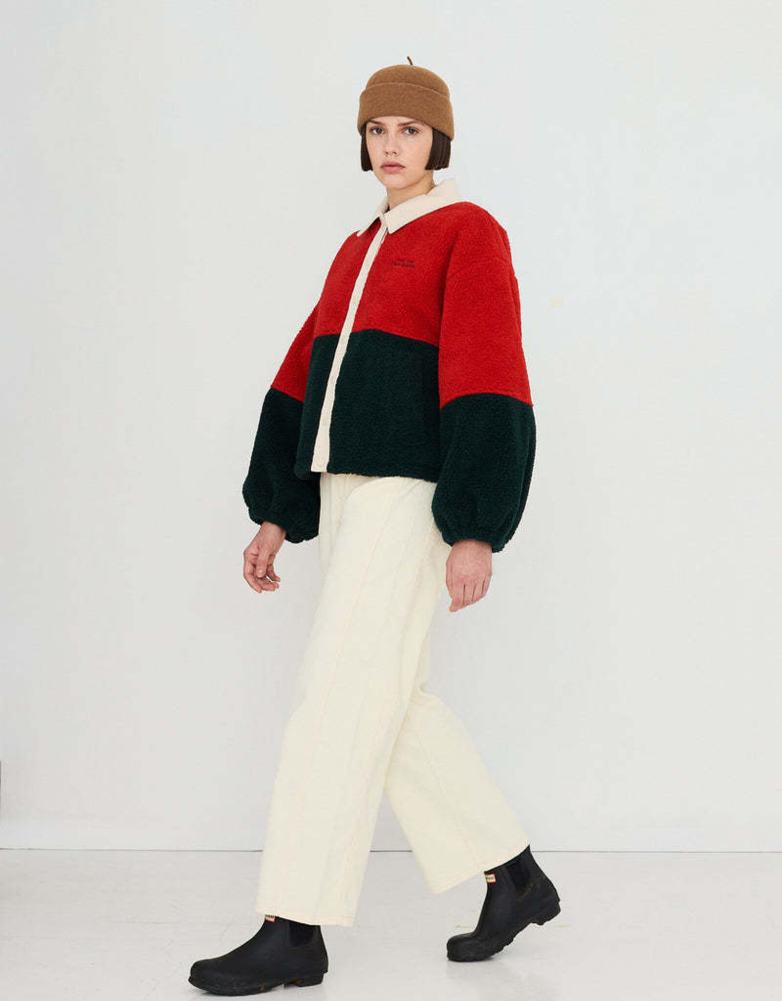 The Tiny Big Sister Polar Jacket 'Sherpa' - Dark Red/Ink Blue - The Tiny Big Sister