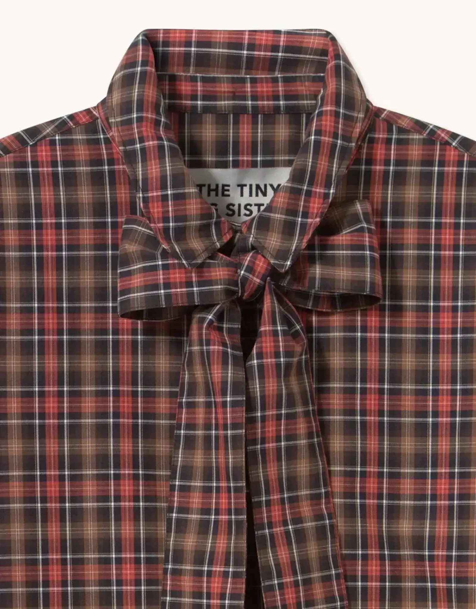 The Tiny Big Sister Jurk 'Check Bow Neck' - Raven - The Tiny Big Sister