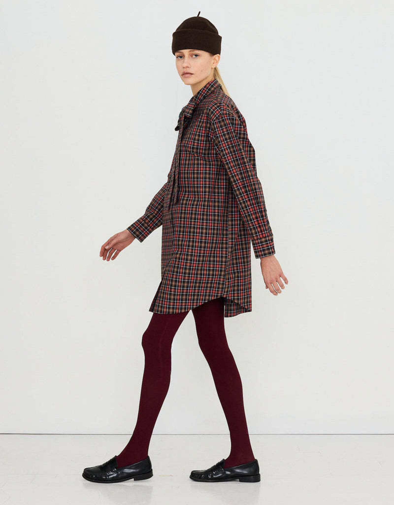 The Tiny Big Sister Jurk 'Check Bow Neck' - Raven - The Tiny Big Sister