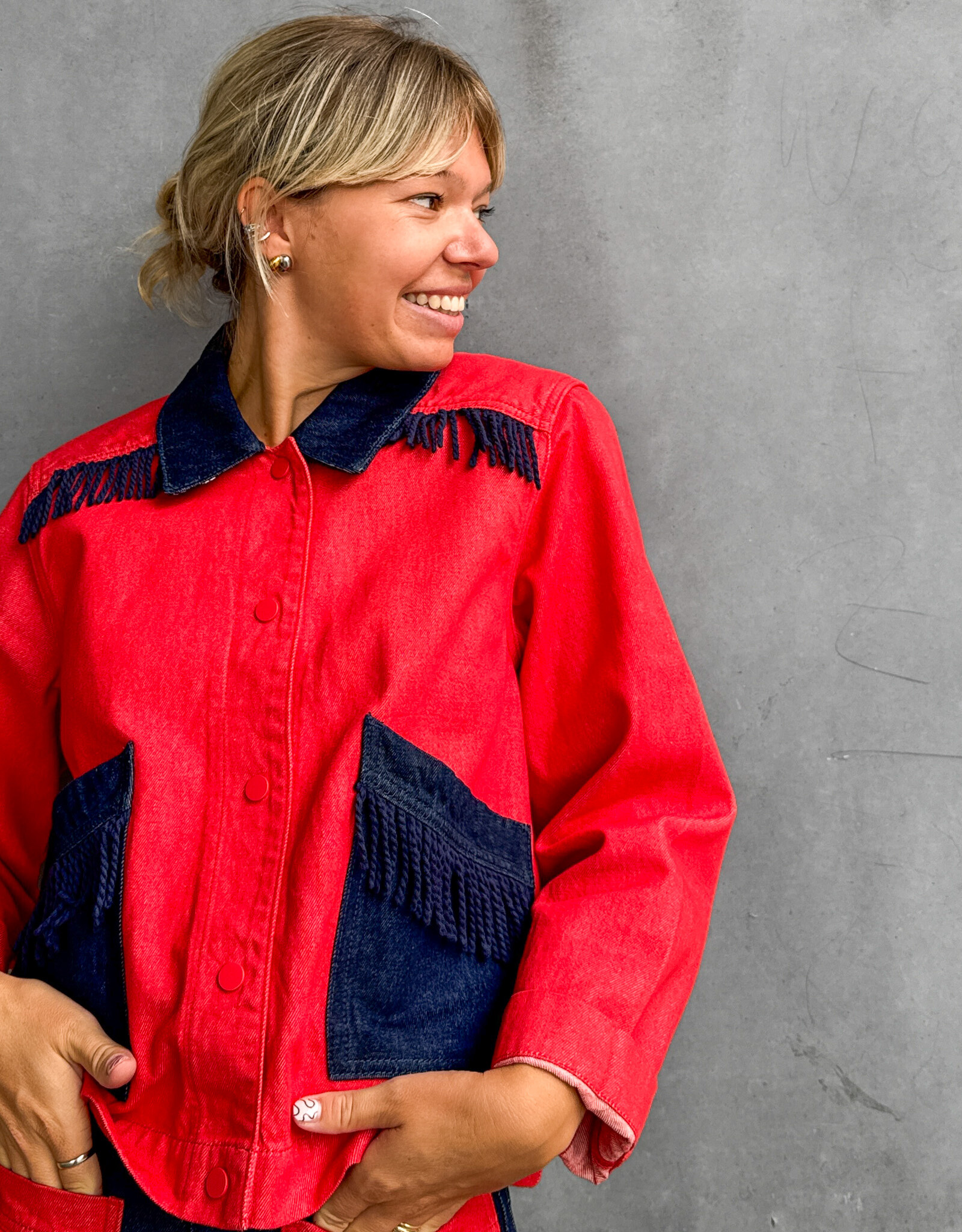 The Tiny Big Sister Jacket 'Bicolor' - Dark Red - The Tiny Big Sister