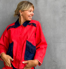 The Tiny Big Sister Jacket 'Bicolor' - Dark Red - The Tiny Big Sister