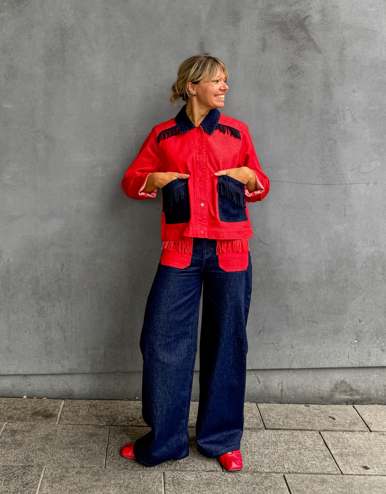 The Tiny Big Sister Jacket 'Bicolor' - Dark Red - The Tiny Big Sister