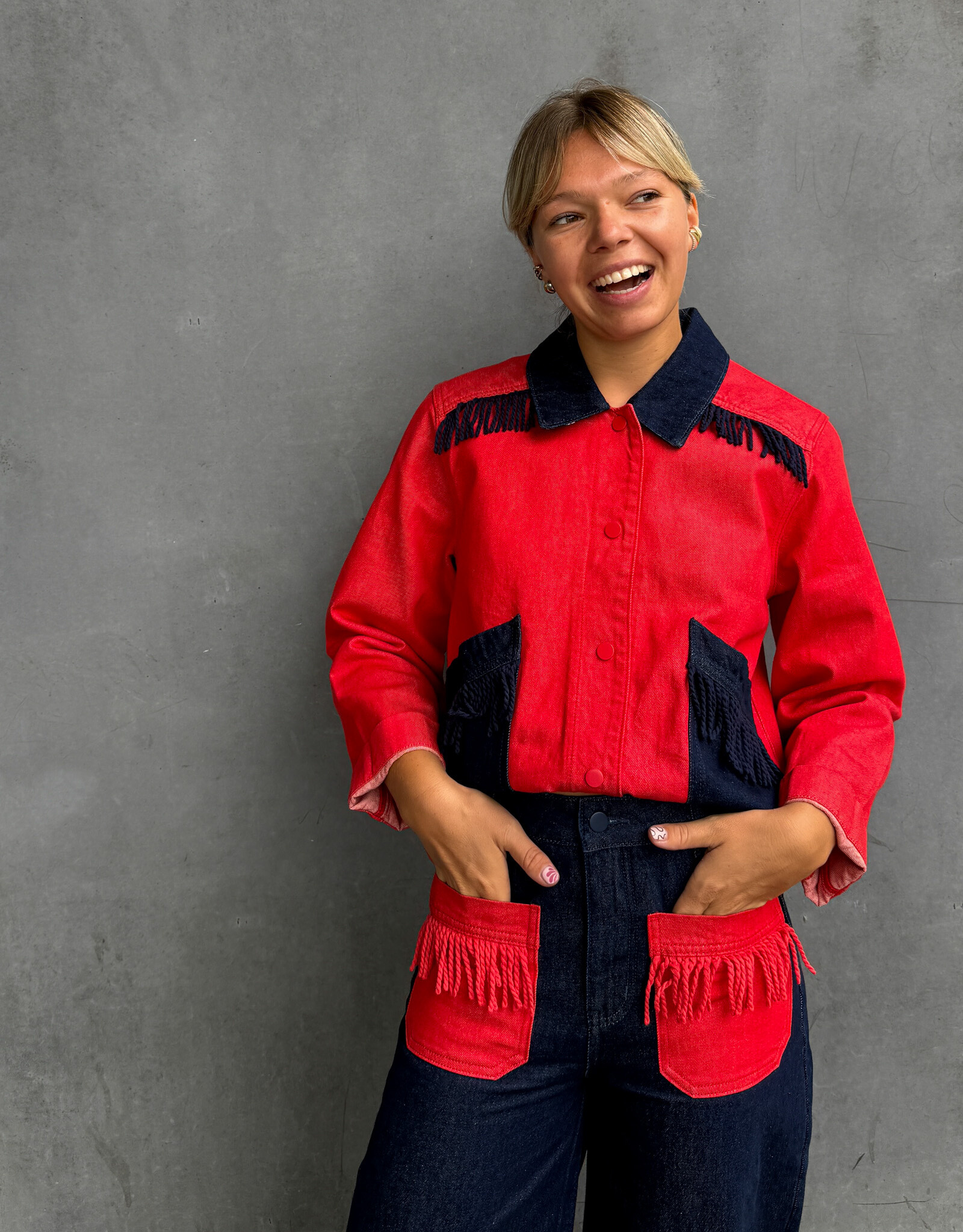 The Tiny Big Sister Jeans 'Bicolor' - Navy - The Tiny Big Sister