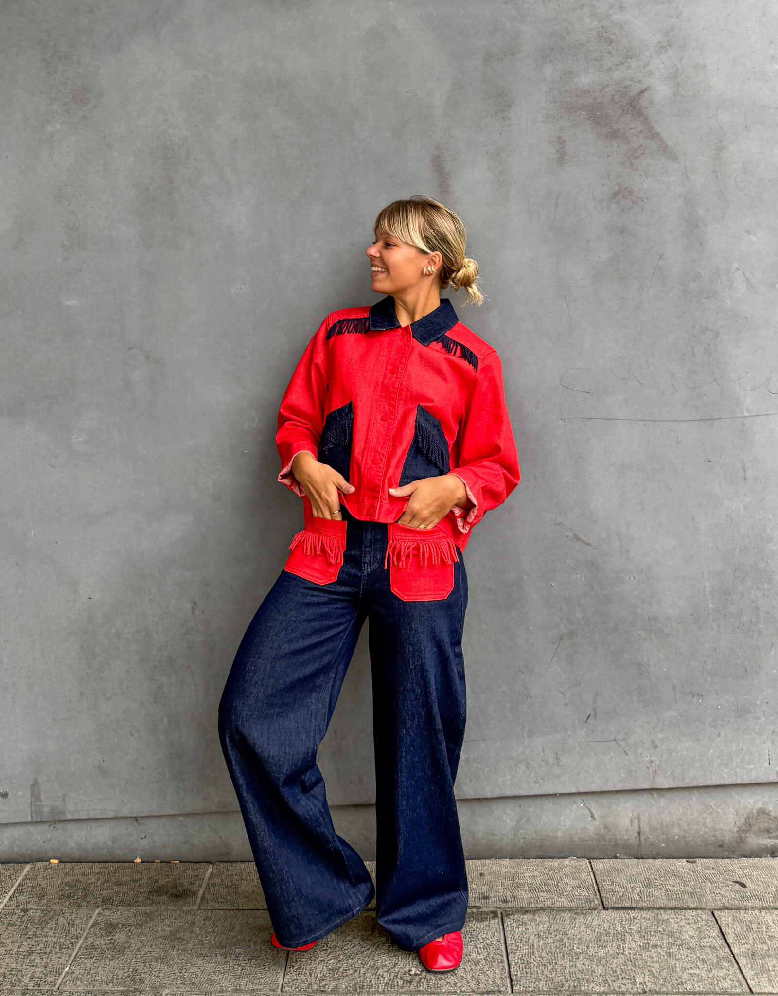 The Tiny Big Sister Jeans 'Bicolor' - Navy - The Tiny Big Sister