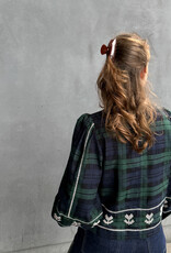 The Tiny Big Sister Blouse Check 'Puff Sleeves' - Navy/Dark Green - The Tiny Big Sister