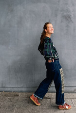 The Tiny Big Sister Blouse Check 'Puff Sleeves' - Navy/Dark Green - The Tiny Big Sister