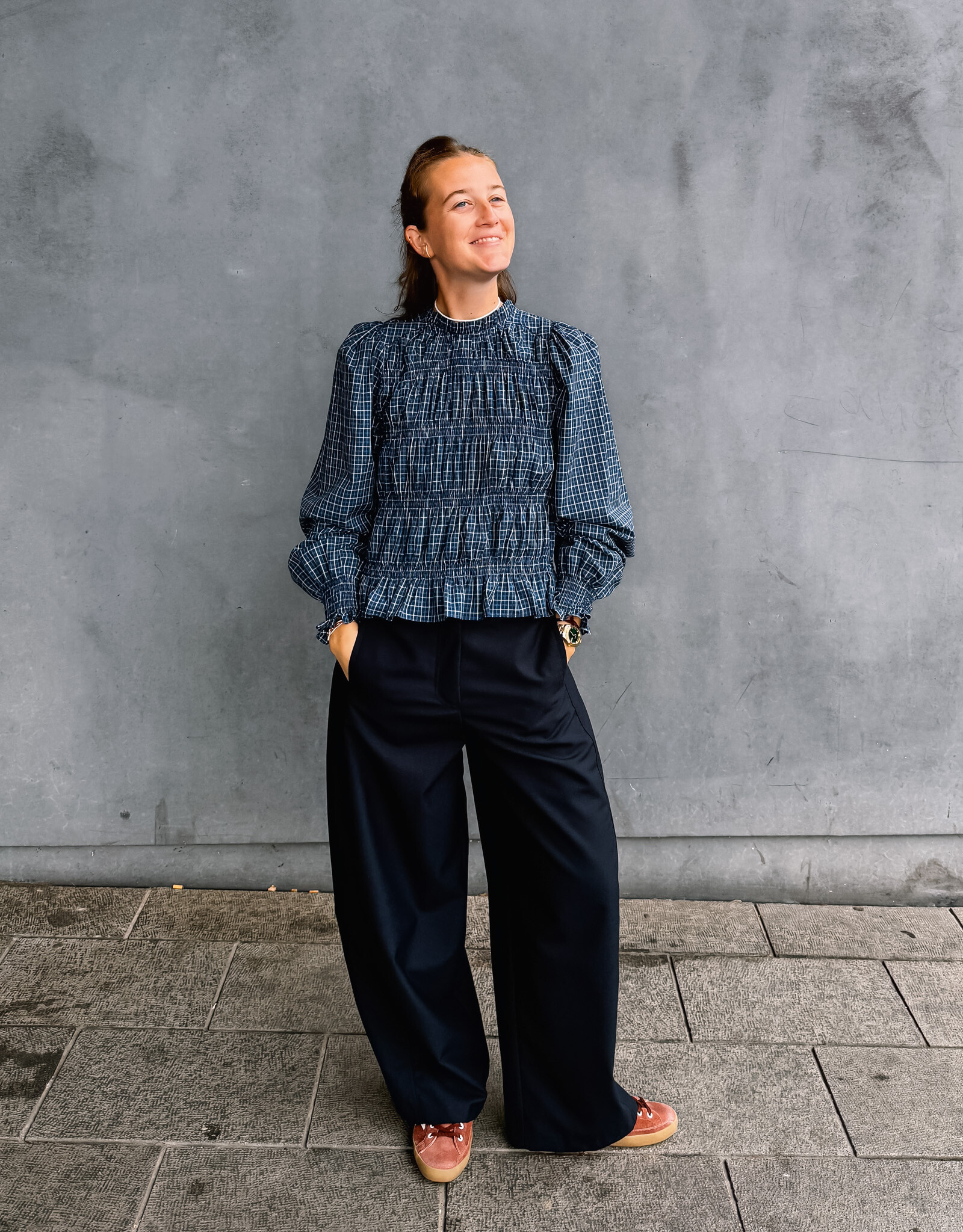 Blouse Check 'Marcia' - Blue - Neo Noir