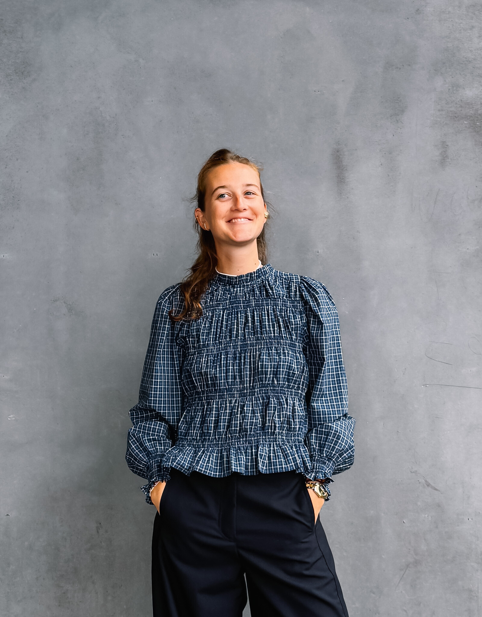 Blouse Check 'Marcia' - Blue - Neo Noir
