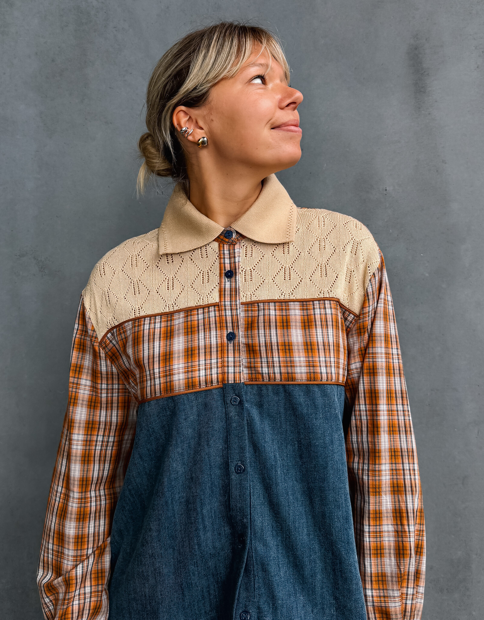 The Golden House Ad Blouse 'Rosalia' - Denim Et Orange