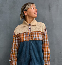 The Golden House Ad Blouse 'Rosalia' - Denim Et Orange