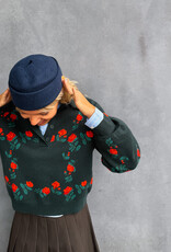 The Tiny Big Sister Pull Polo 'Roses' - Ink Blue - The Tiny Big Sister
