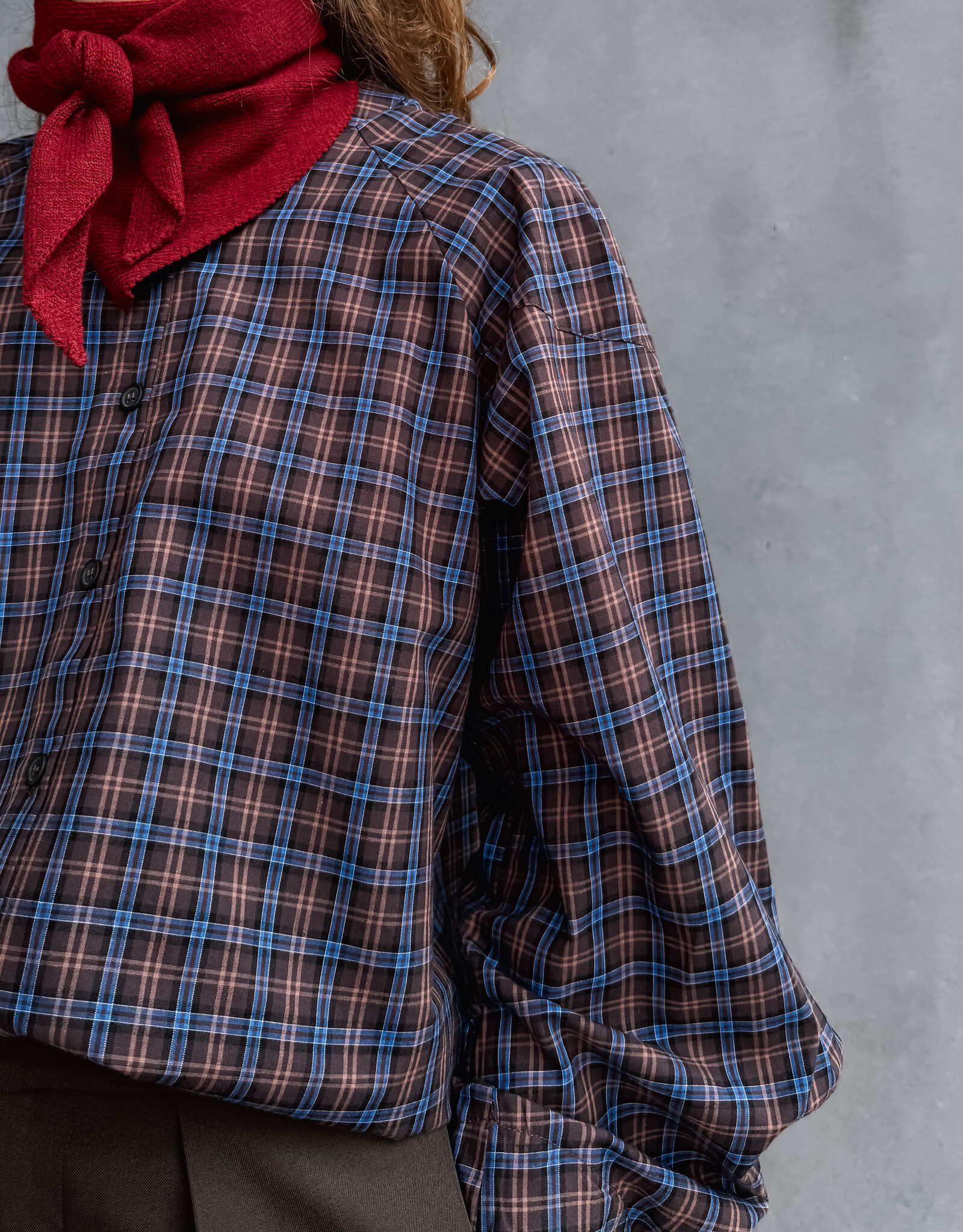 Laure+Max Blouse 'Cassandra' - Brown&Blue Check - Laure+Max