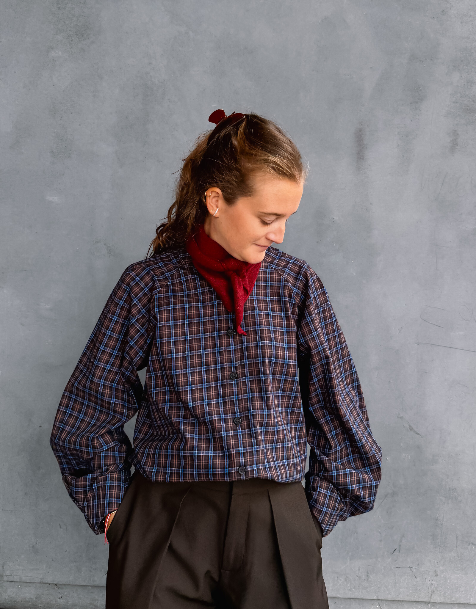 Laure+Max Blouse 'Cassandra' - Brown&Blue Check - Laure+Max