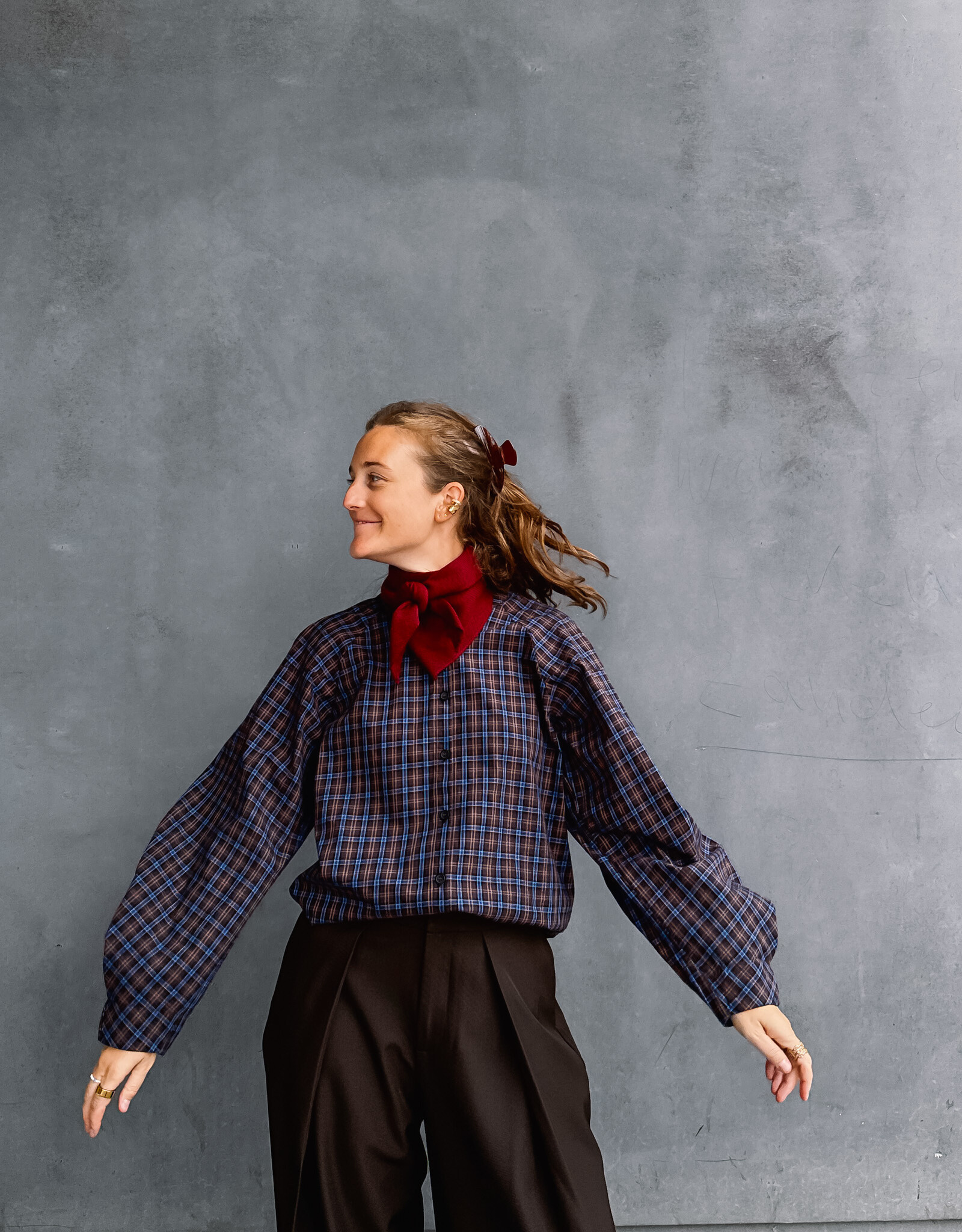 Laure+Max Blouse 'Cassandra' - Brown&Blue Check - Laure+Max