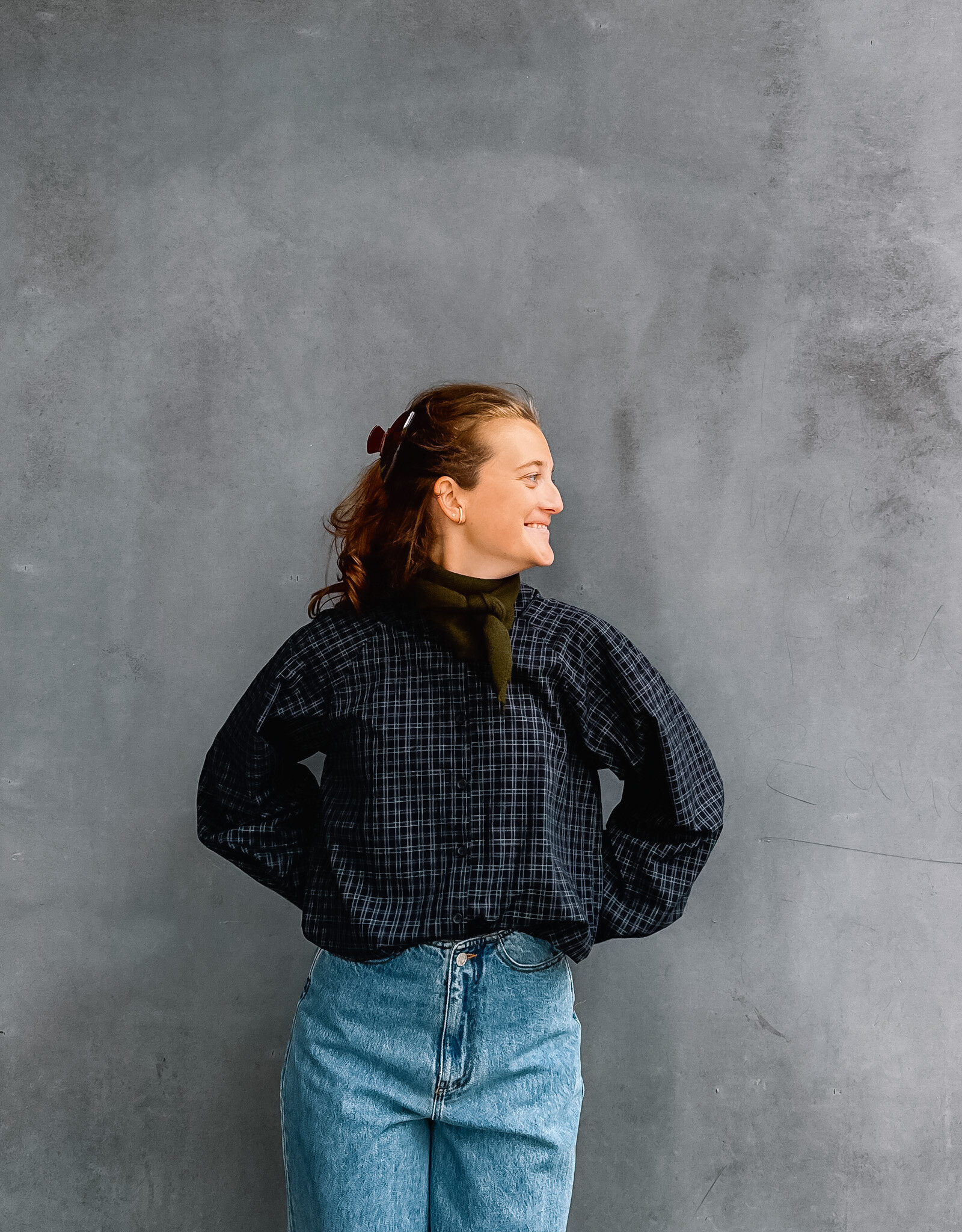 Laure+Max Blouse 'Cassandra' - Navy&Green Check - Laure+Max