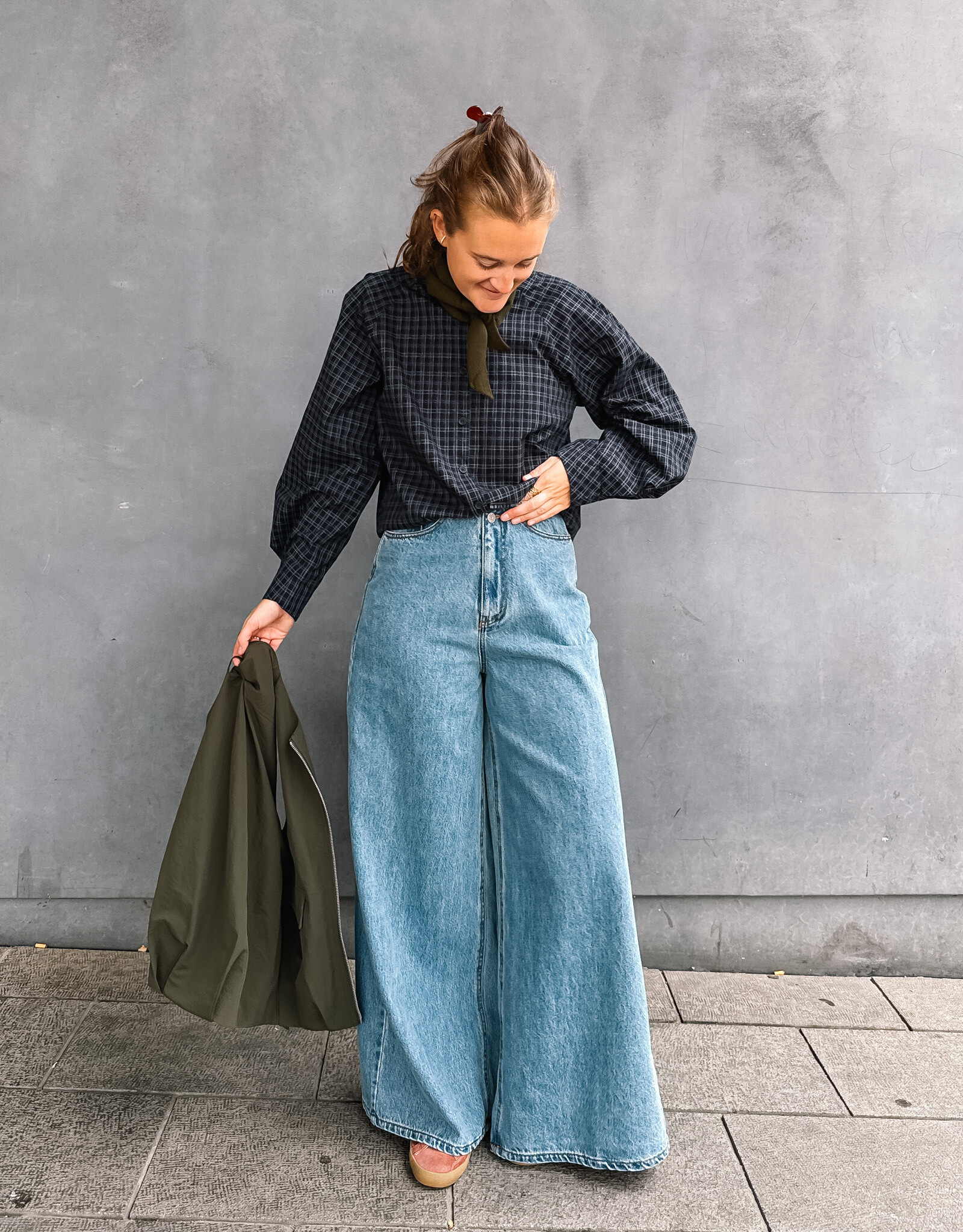Laure+Max Blouse 'Cassandra' - Navy&Green Check - Laure+Max