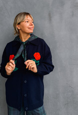 The Tiny Big Sister Cardigan Oversized 'Roses' - Navy - The Tiny Big Sister