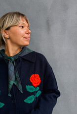 The Tiny Big Sister Cardigan Oversized 'Roses' - Navy - The Tiny Big Sister