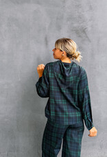 The Tiny Big Sister Blouse Check 'Scarf Neck' - Deep Blue/Dark Green - The Tiny Big Sister