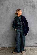 The Tiny Big Sister Blouse Check 'Scarf Neck' - Deep Blue/Dark Green - The Tiny Big Sister