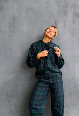 The Tiny Big Sister Blouse Check 'Scarf Neck' - Deep Blue/Dark Green - The Tiny Big Sister