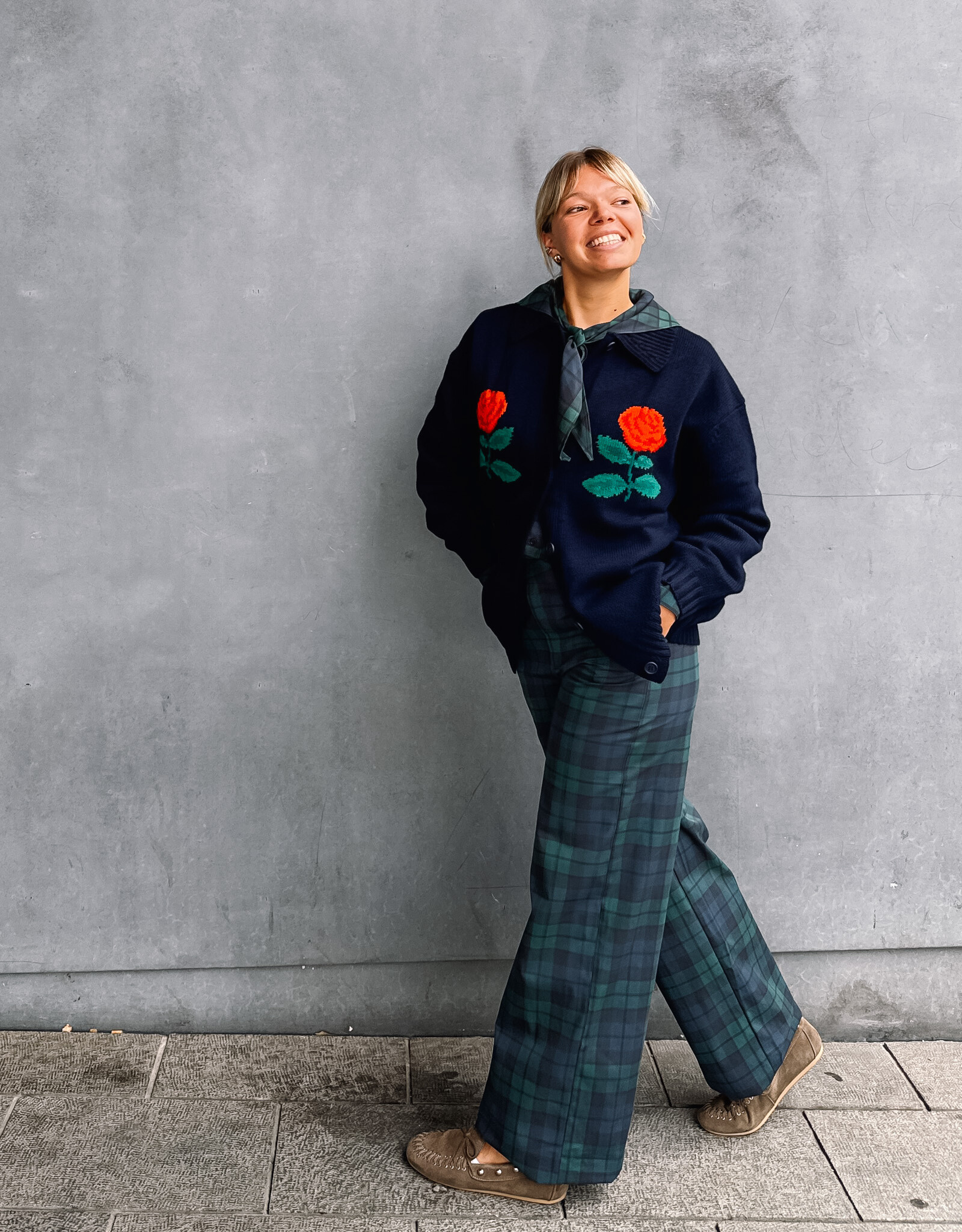 The Tiny Big Sister Broek 'Check' - Deep Blue/Dark Green - The Tiny Big Sister