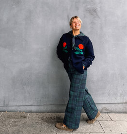 The Tiny Big Sister Broek 'Check' - Deep Blue/Dark Green - The Tiny Big Sister