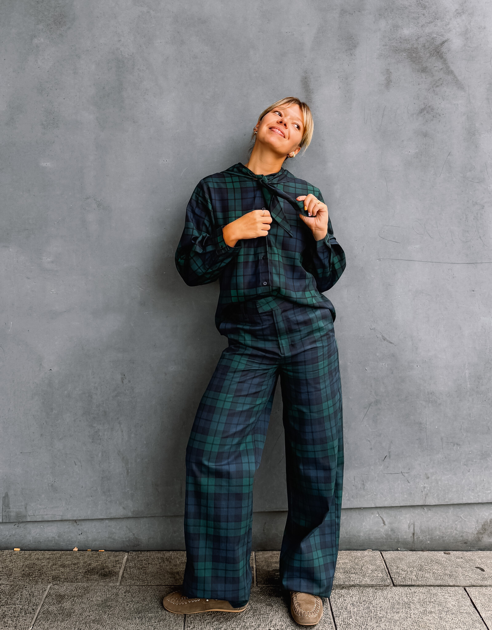 The Tiny Big Sister Broek 'Check' - Deep Blue/Dark Green - The Tiny Big Sister