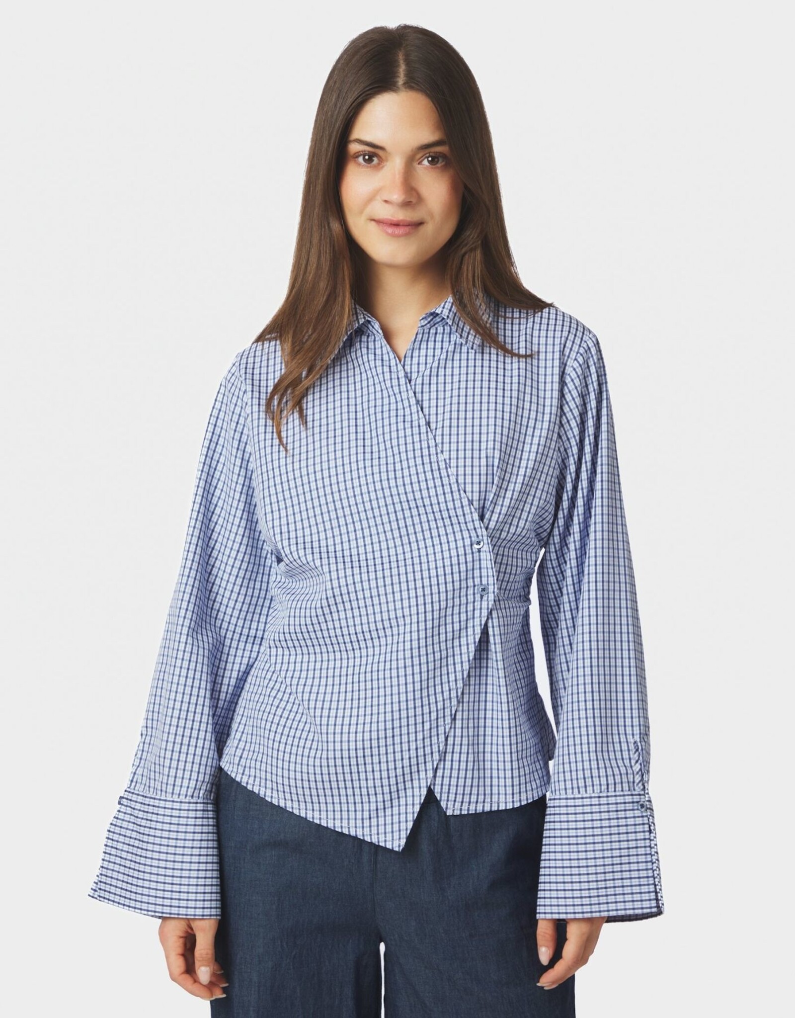 Blouse Check 'Fenli' - Blue  - Neo Noir