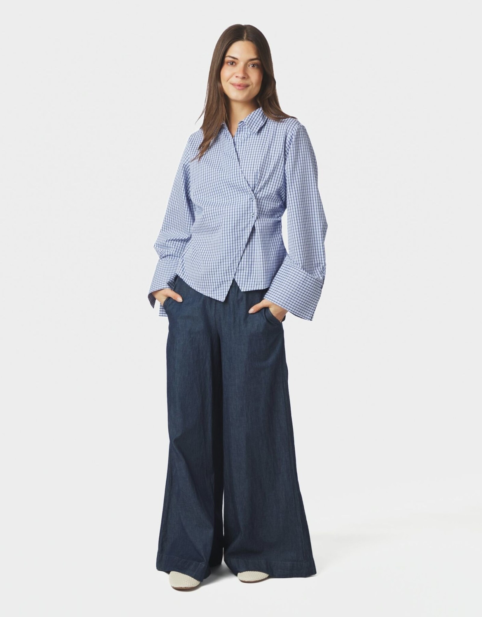 Blouse Check 'Fenli' - Blue  - Neo Noir