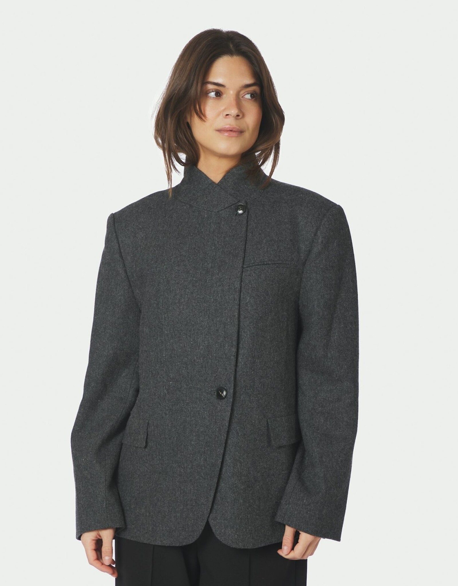 Blazer Structure Twill 'Nerine' - Antracit - Neo Noir