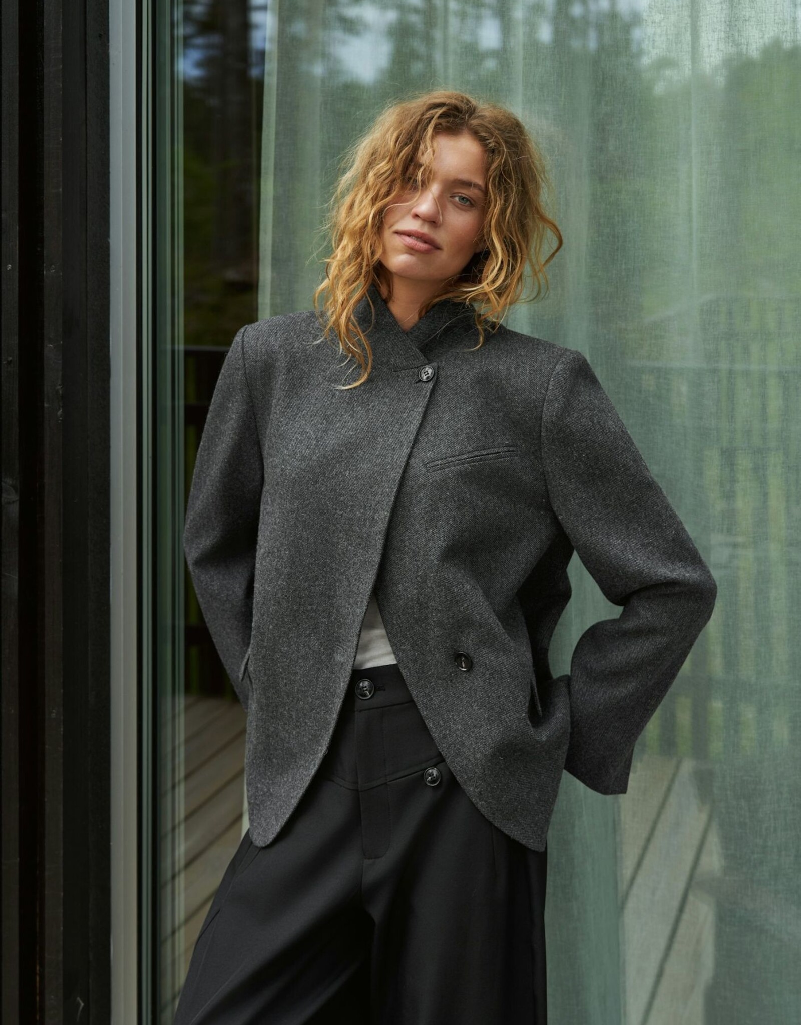 Blazer Structure Twill 'Nerine' - Antracit - Neo Noir