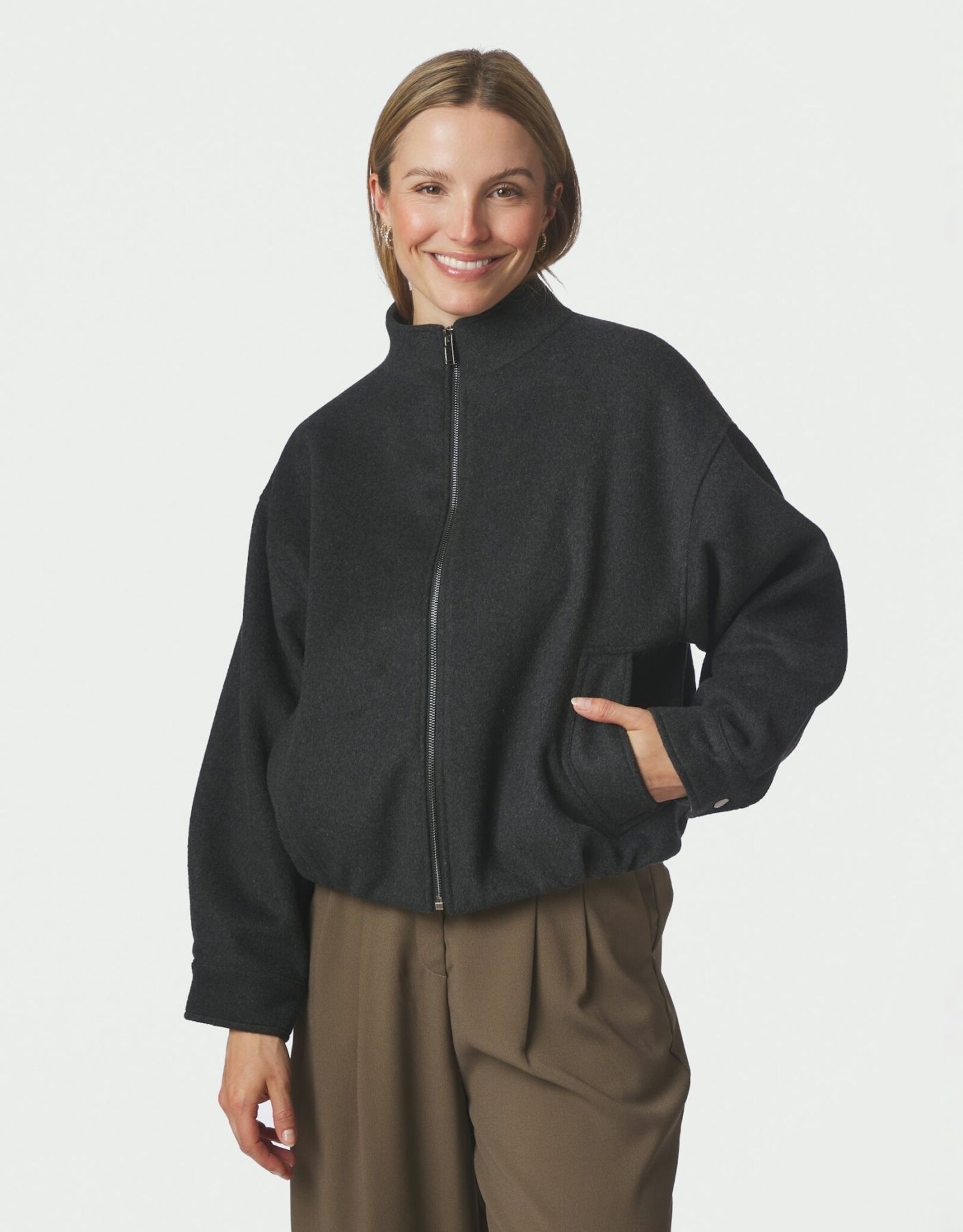 Bomber Jacket Wool 'Florine' - Antracit  - Neo Noir