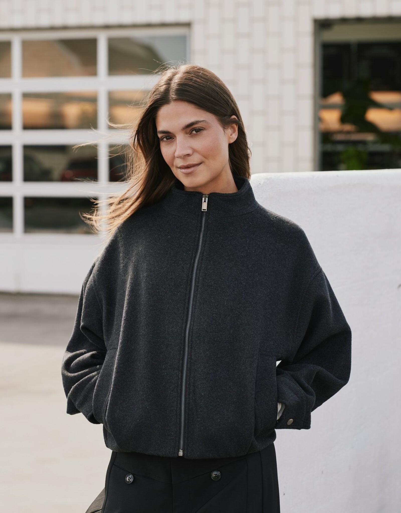 Bomber Jacket Wool 'Florine' - Antracit  - Neo Noir